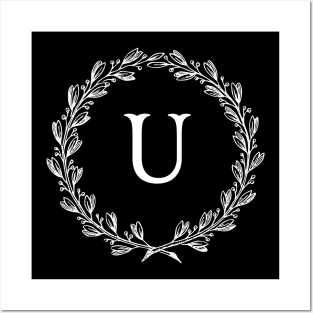 Beautiful Letter U Alphabet Initial Monogram Wreath Posters and Art